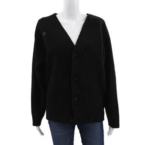 Pangaia Unisex Black 97% Recycled Cashmere V-Neck Cardigan Long Sleeve Size XS